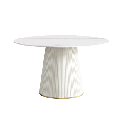 White Round Dining Table - 6 Person Capacity Sintered Stone