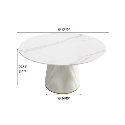 White Round Dining Table - 6 Person Capacity Sintered Stone