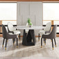 59.05" Round Marble Dining Table with Black Iron Metal Base, Artificial Marble for 6-8 People, Dining Room/Living Room Kitchen Dining Table,White (Dining Table Only)