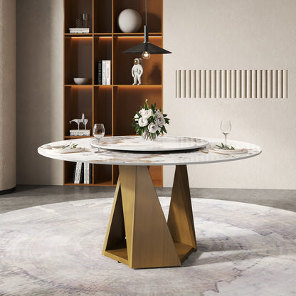 Round Bronze White Dining Table - 59" Modern Style