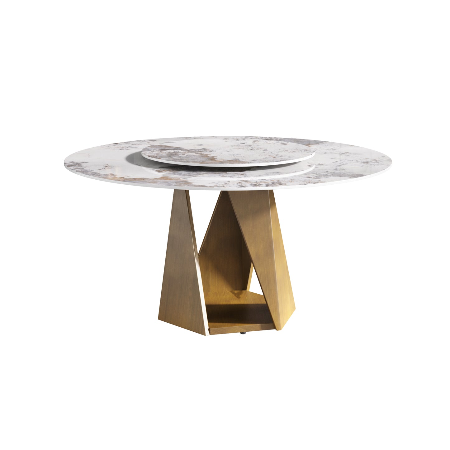 Round Bronze White Dining Table - 59" Modern Style