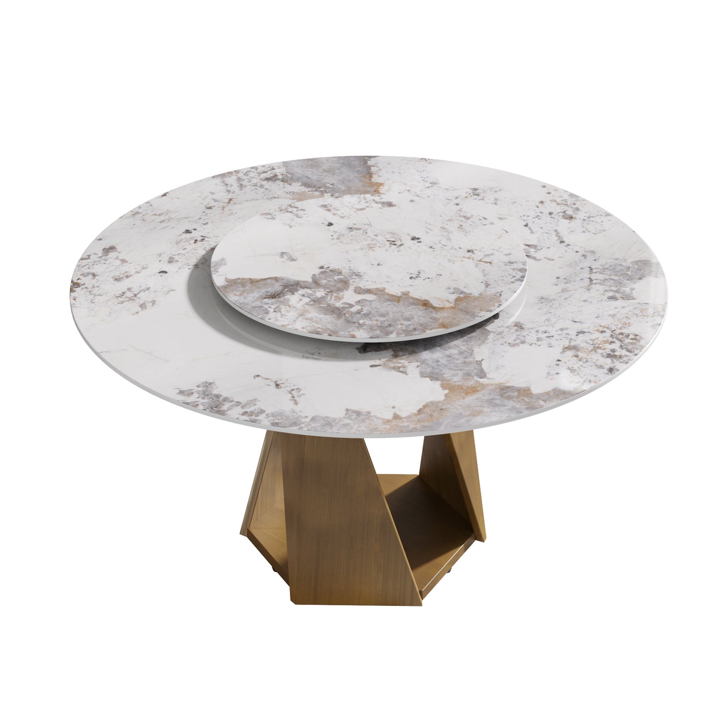 Round Bronze White Dining Table - 59" Modern Style