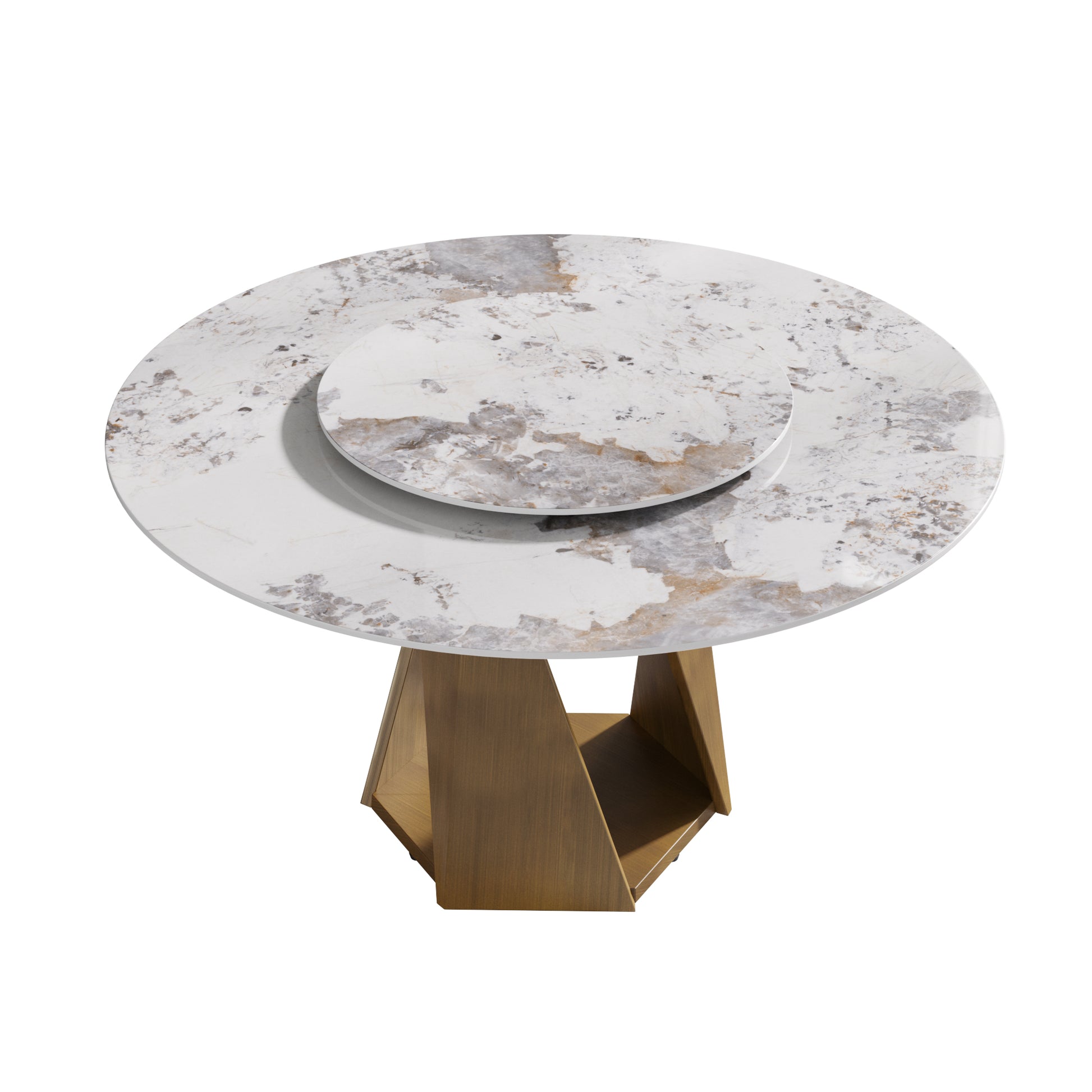 Round Bronze White Dining Table - 59" Modern Style