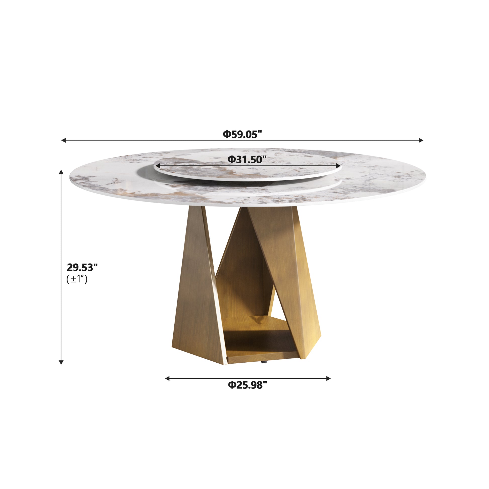 Round Bronze White Dining Table - 59" Modern Style
