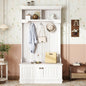 Hall Tree with Storage Shoe Bench for Entryway and Hallway, 4-in-1 Design Coat Racks with Hooks for Living Room, White