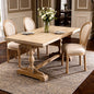French Style Solid Wood Frame  Linen Fabric Oval Back Dining Chair,Set of 2,Beige