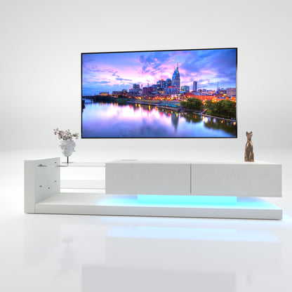 75 Inch TV Stand White Modern Entertainment Center