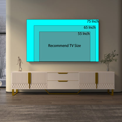 TV Console with Storage - Large White Cabinet