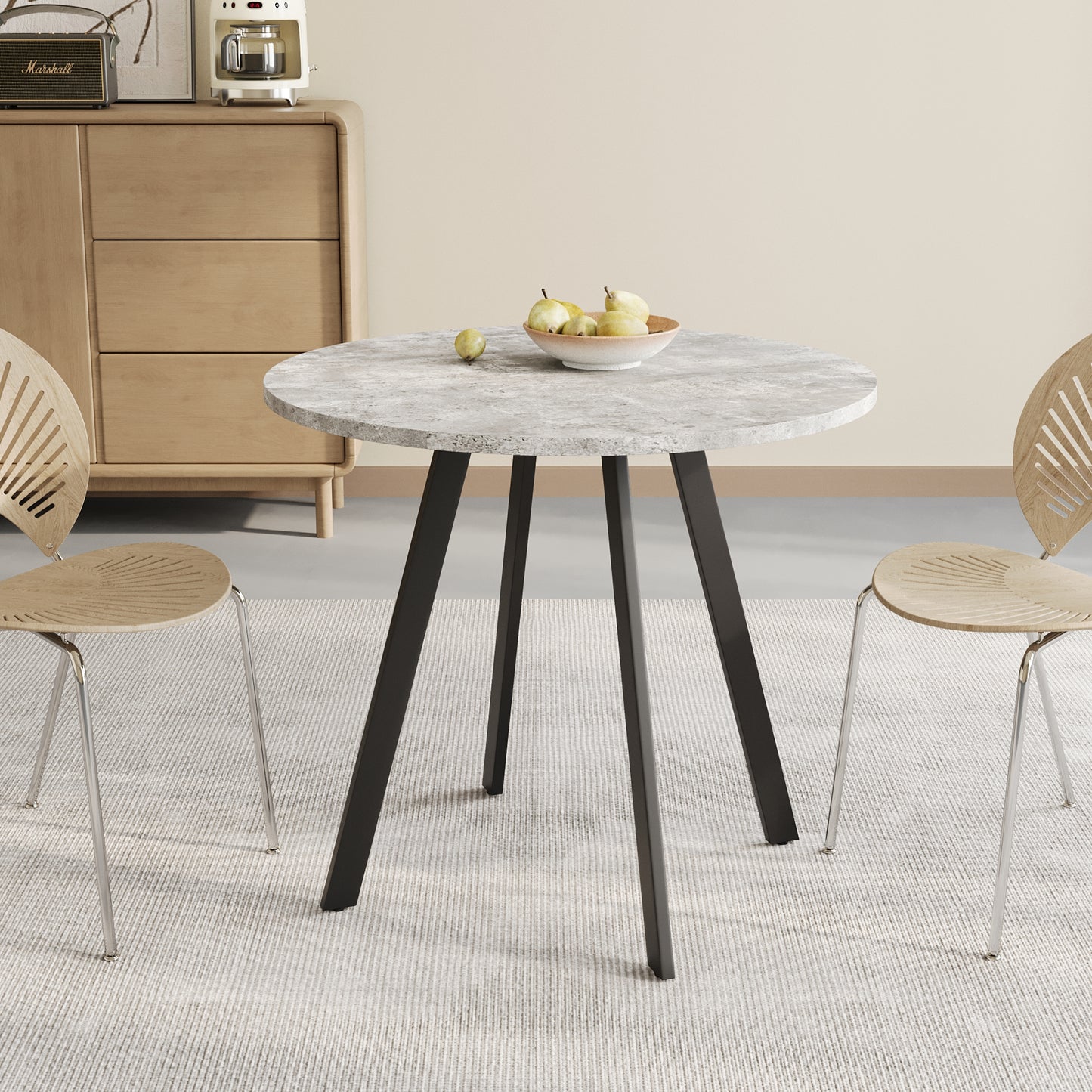 Gray Cement Circle Dining Table - 33.5" Modern