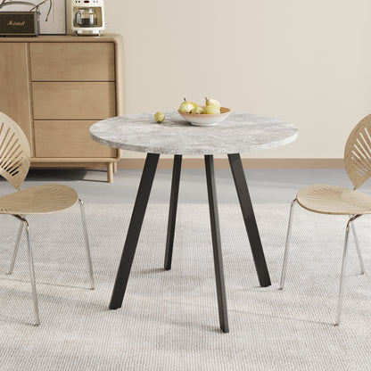 Gray Cement Circle Dining Table - 33.5" Modern