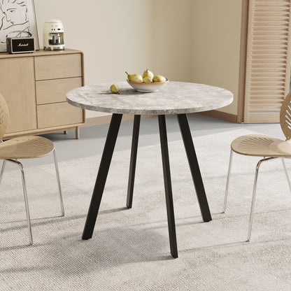 Gray Cement Circle Dining Table - 33.5" Modern