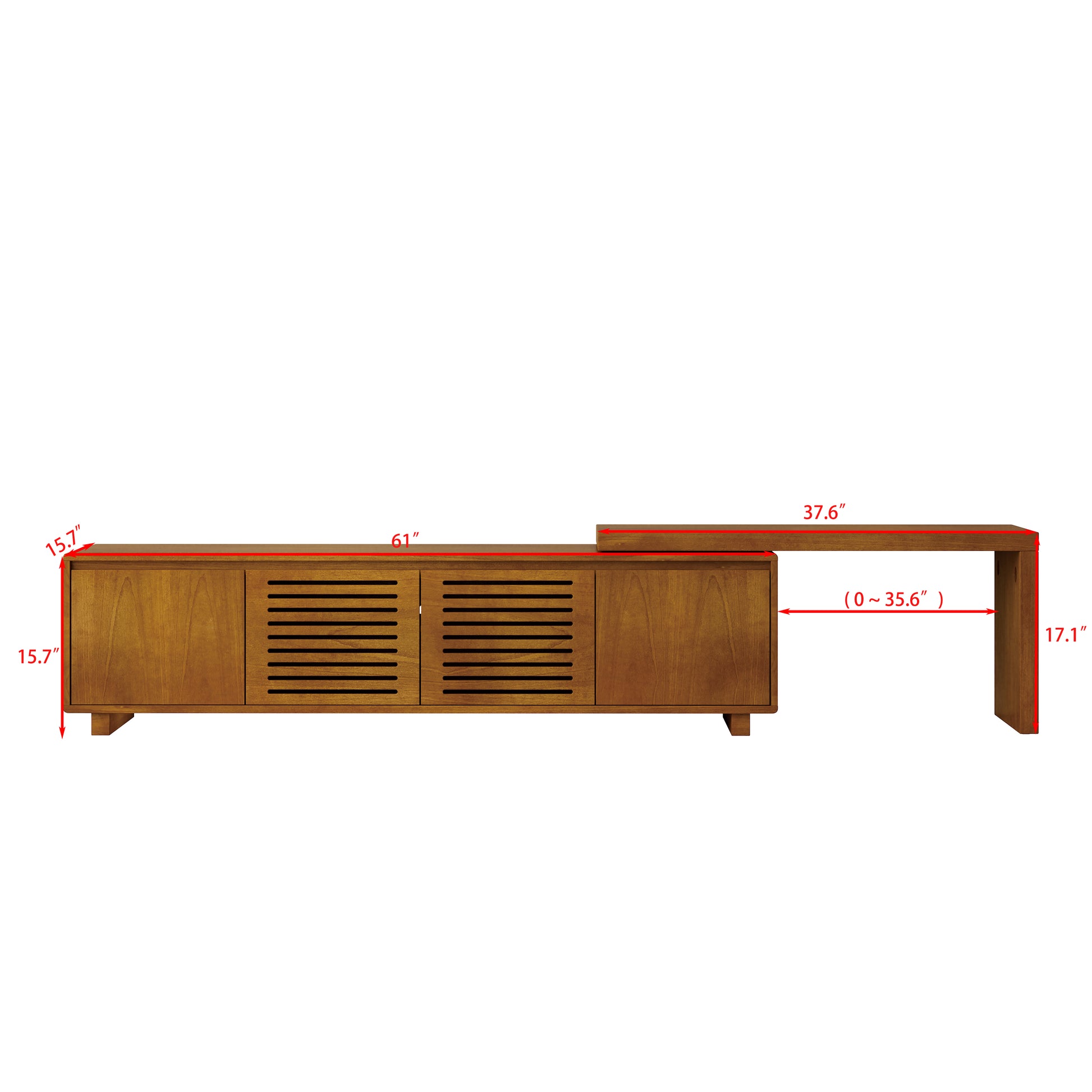 63" Extendable TV Stand - Brown Ebony MDF Media Console for Living Room