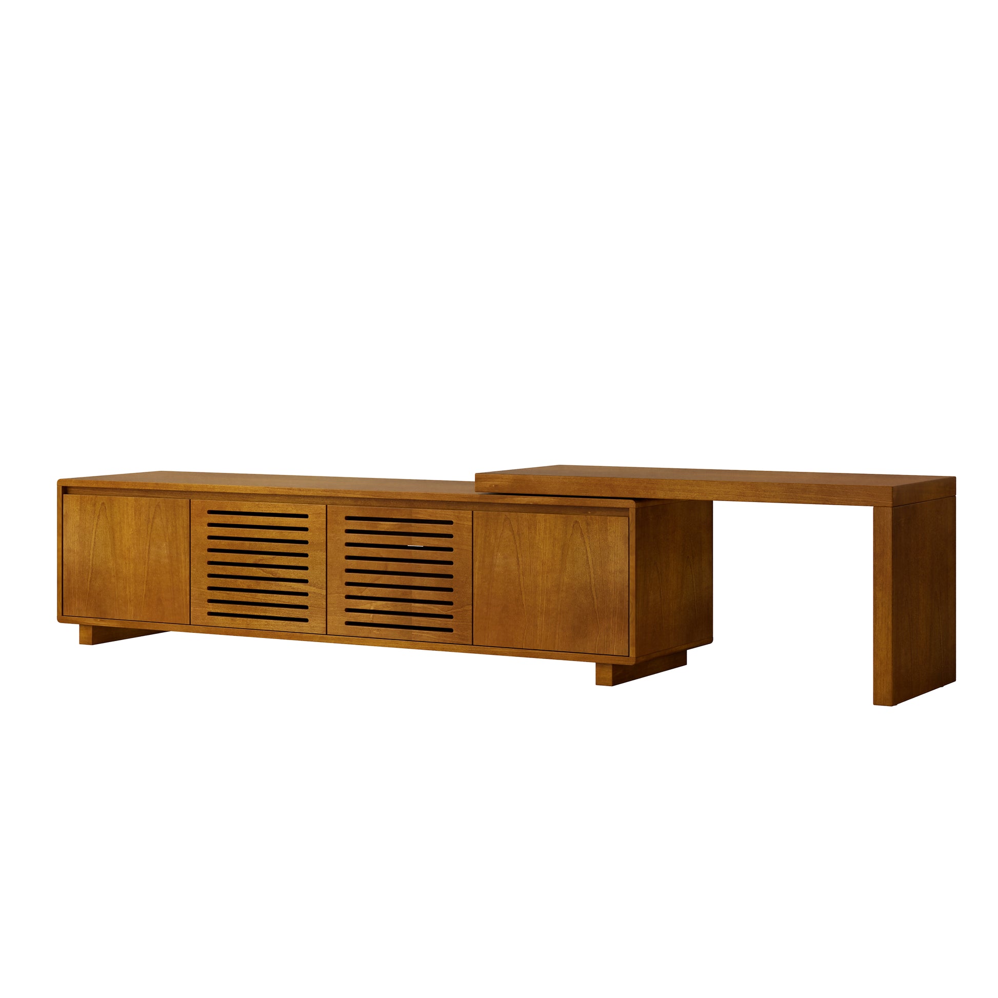 63" Extendable TV Stand - Brown Ebony MDF Media Console for Living Room