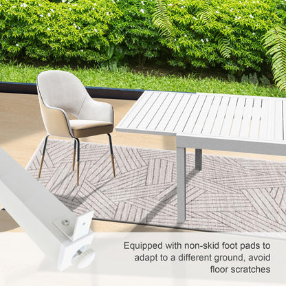 Ivory White Aluminum Extendable Patio Dining Table for Outdoor Living