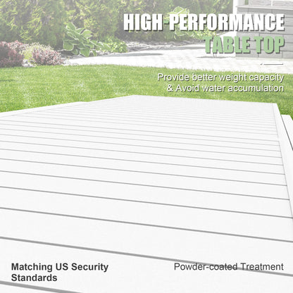 Ivory White Aluminum Extendable Patio Dining Table for Outdoor Living