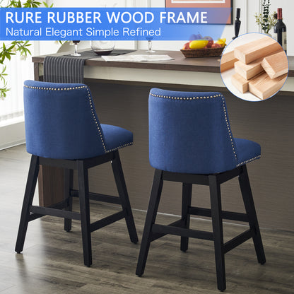 Dark Blue Bar Stools - 2 Swivel Chairs for Kitchen Island