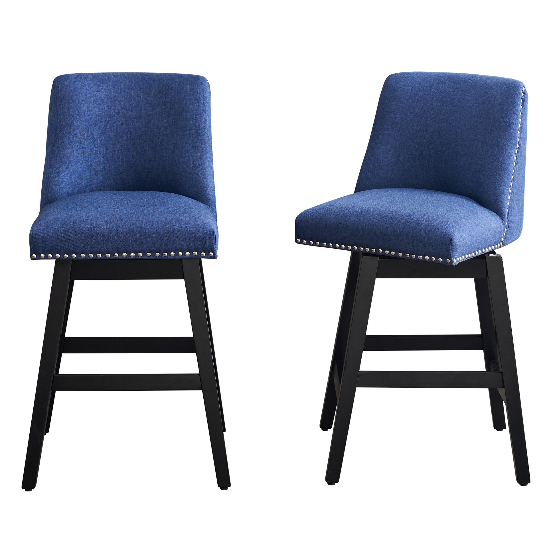Dark Blue Bar Stools - 2 Swivel Chairs for Kitchen Island