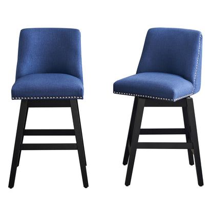 Dark Blue Bar Stools - 2 Swivel Chairs for Kitchen Island