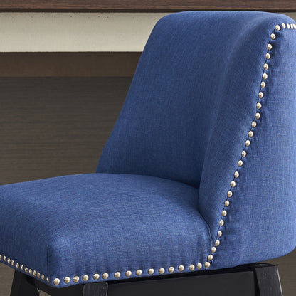 Dark Blue Bar Stools - 2 Swivel Chairs for Kitchen Island