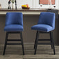 Upholstered Swivel Bar Stools Set of 2, 26" Counter Height Modern Chairs with Ergonomic Design, Wood Frame & Adjustable Foot Pad for Kitchen Island, Home Bar, Dining Room, Dark Blue