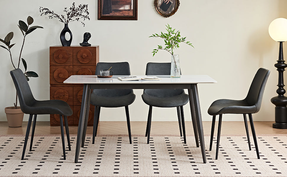 Grey PU Leather Dining Chairs - 2 Piece Set