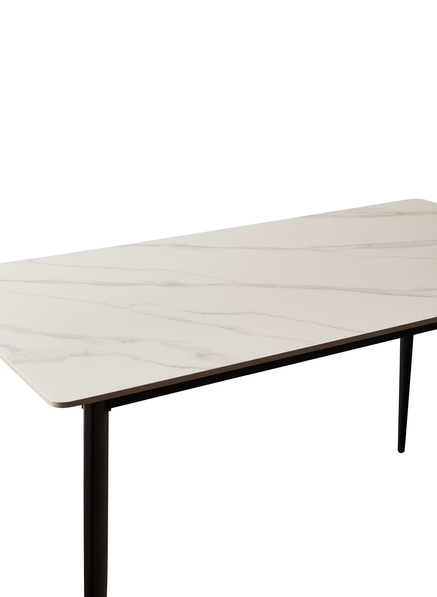 White and Black Sintered Stone Dining Table for Kitchen Storage