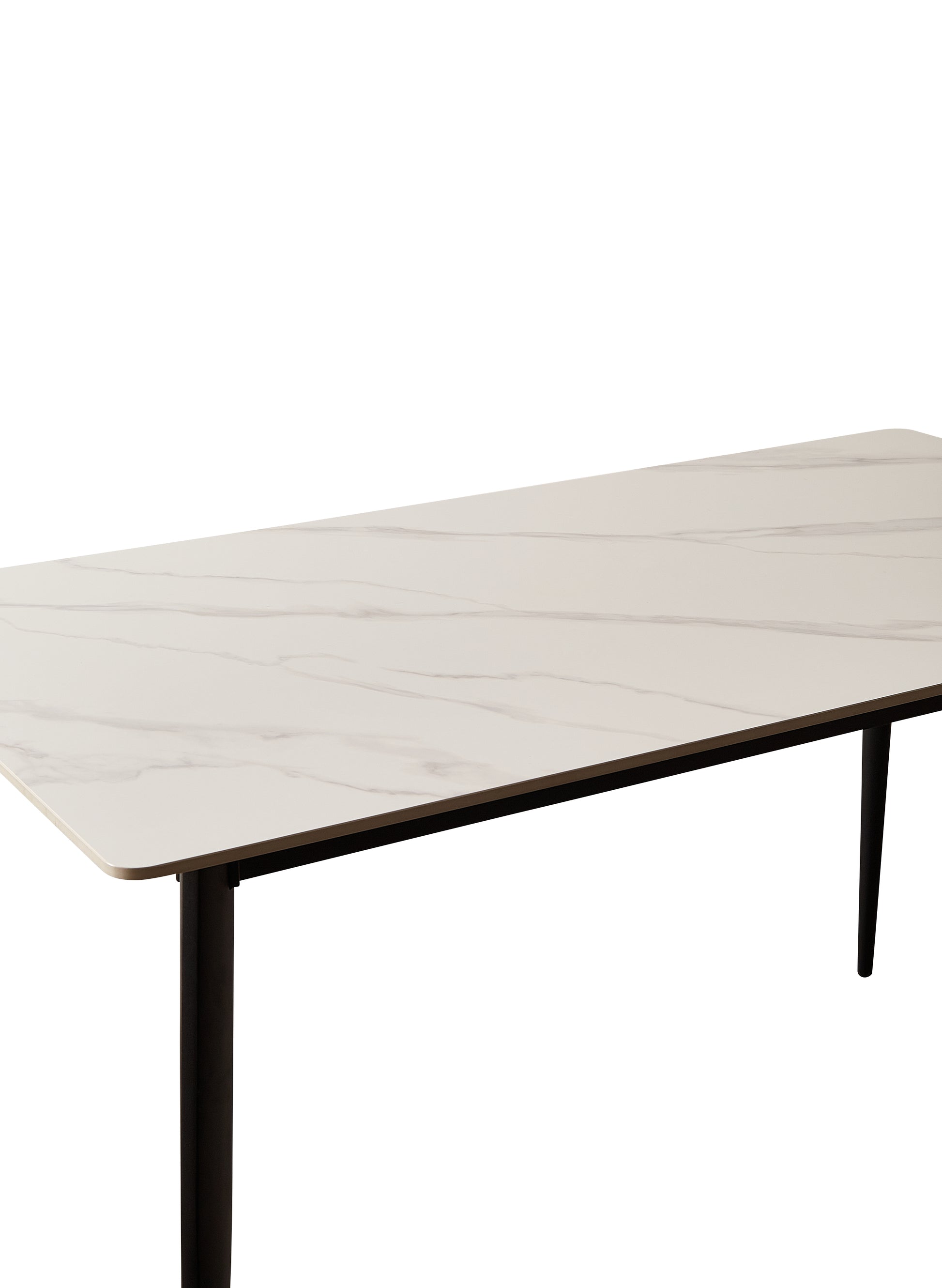 White and Black Sintered Stone Dining Table for Kitchen Storage