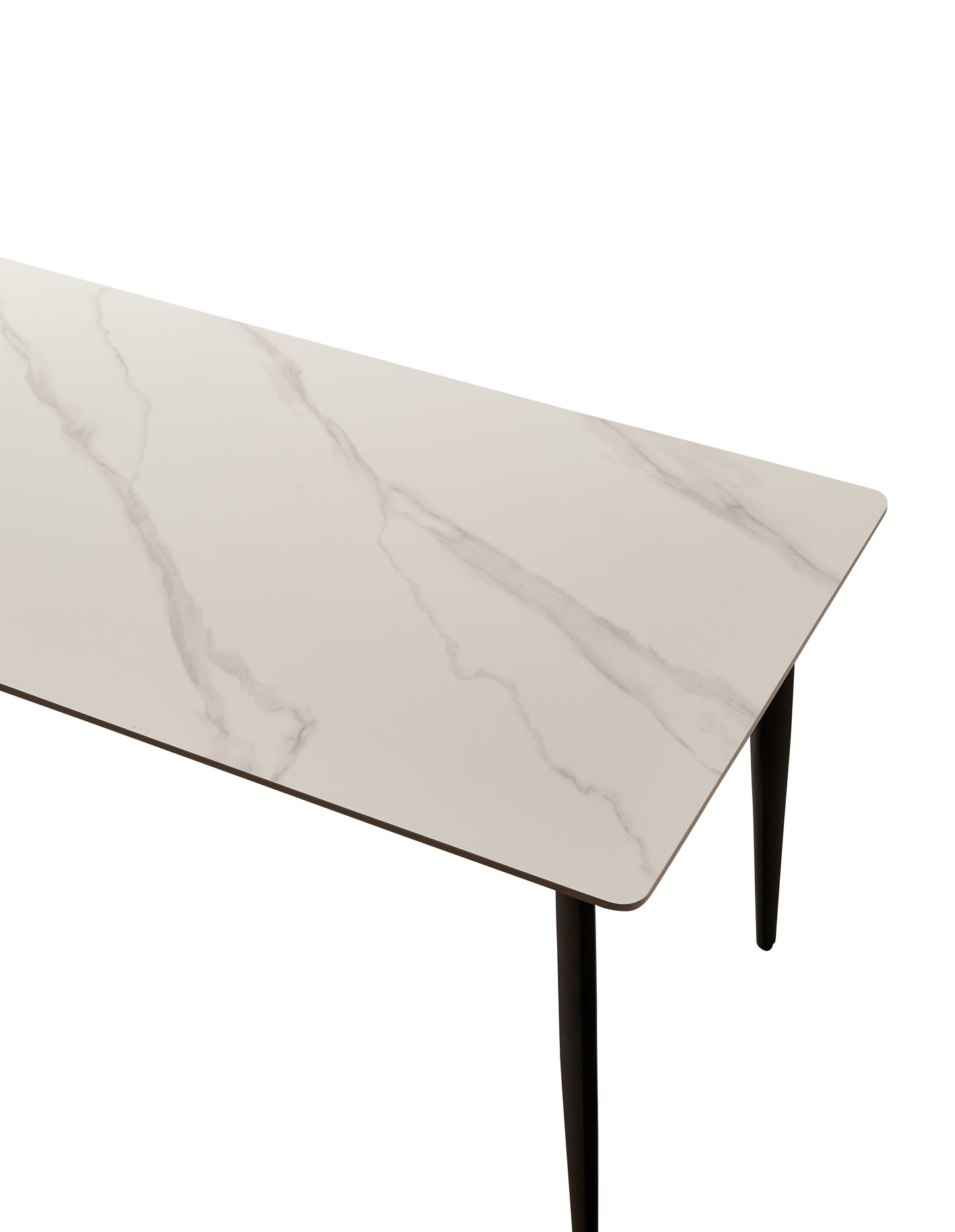 White and Black Sintered Stone Dining Table for Kitchen Storage