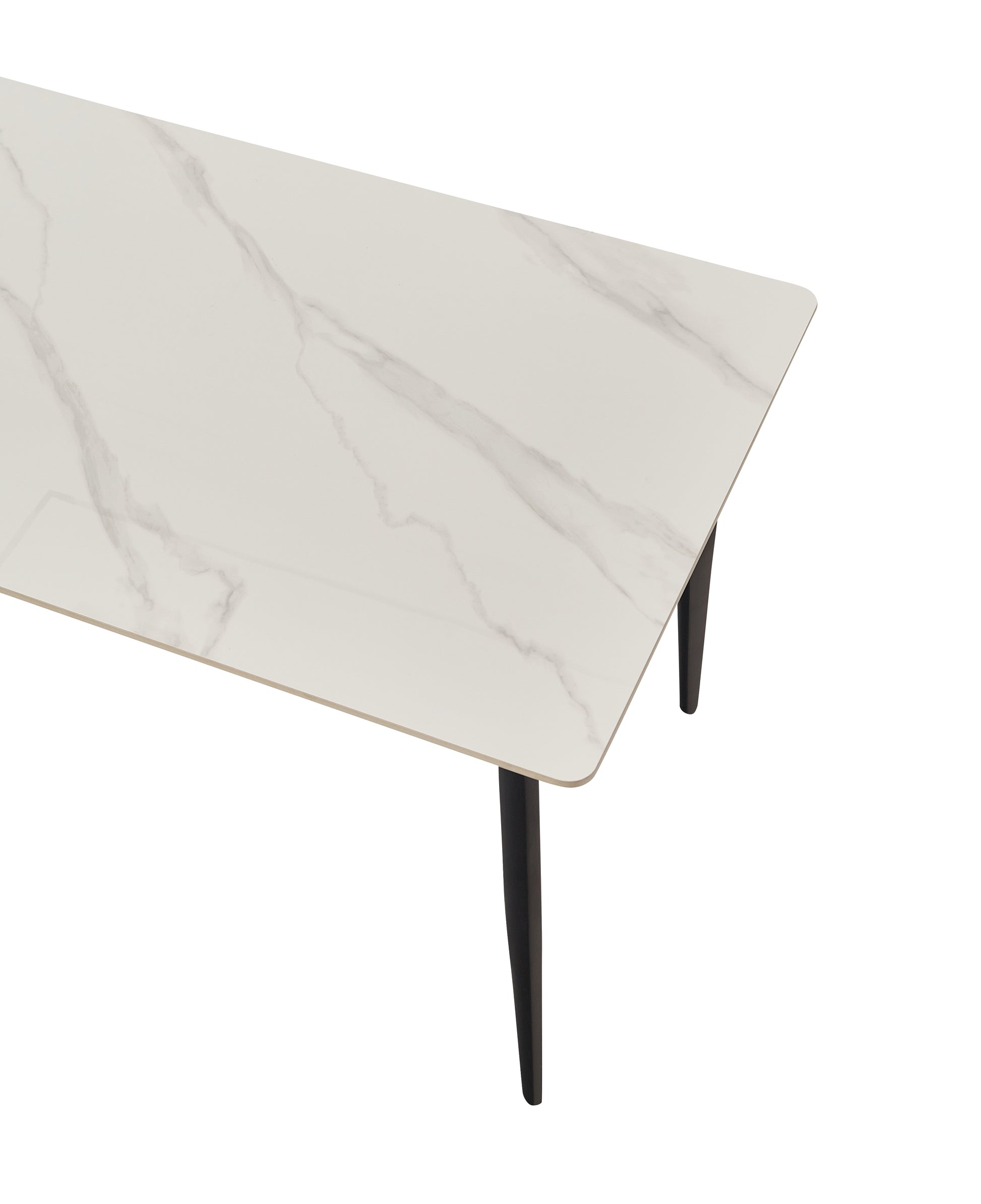 White and Black Sintered Stone Dining Table for Kitchen Storage