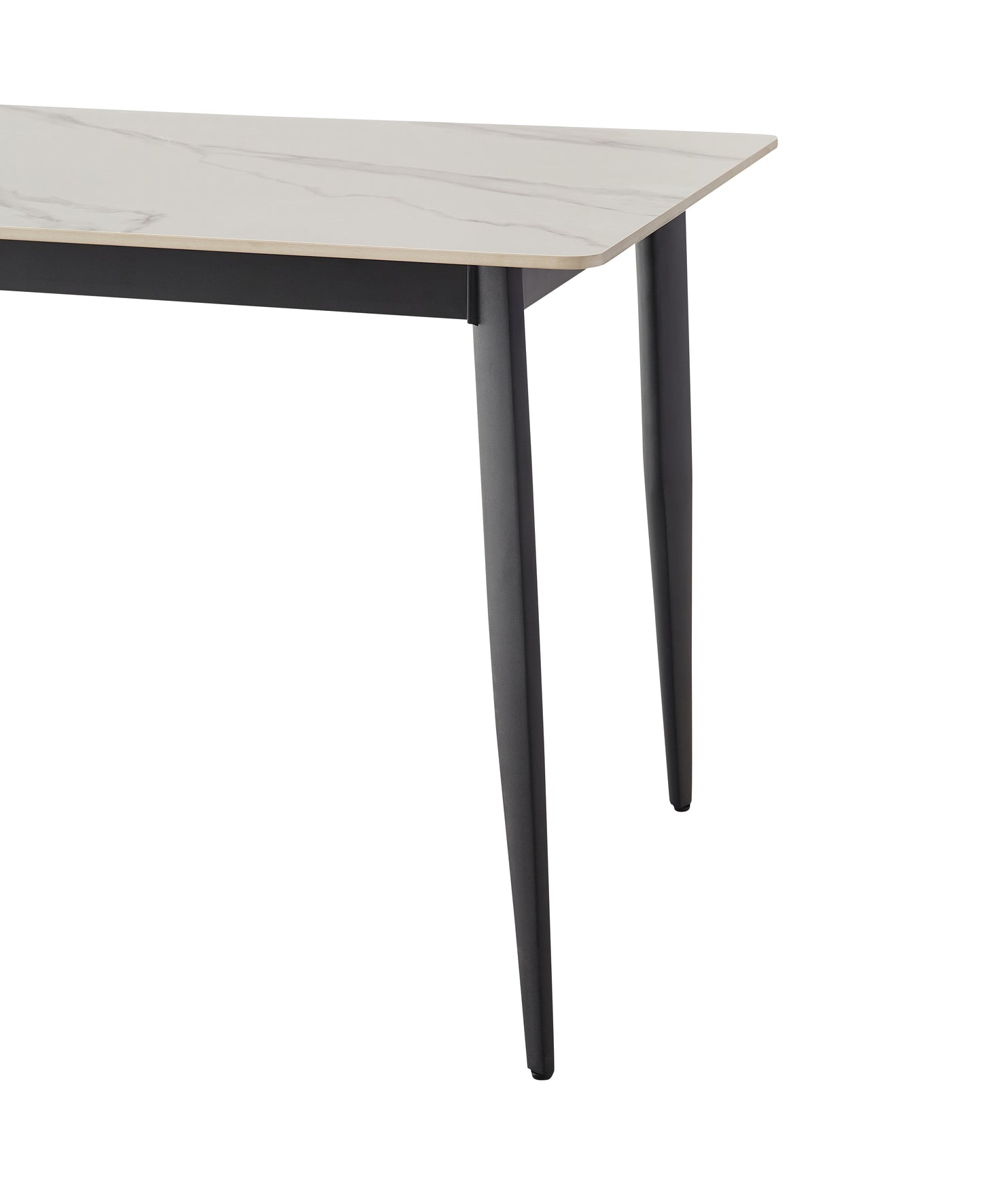 White and Black Sintered Stone Dining Table for Kitchen Storage