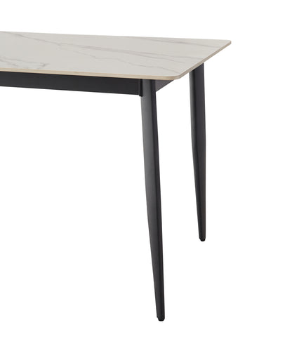 White and Black Sintered Stone Dining Table for Kitchen Storage