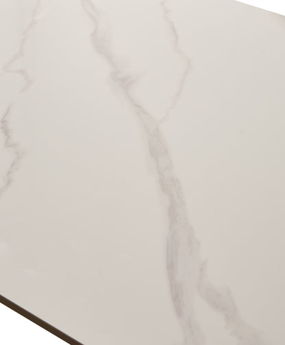 White and Black Sintered Stone Dining Table for Kitchen Storage