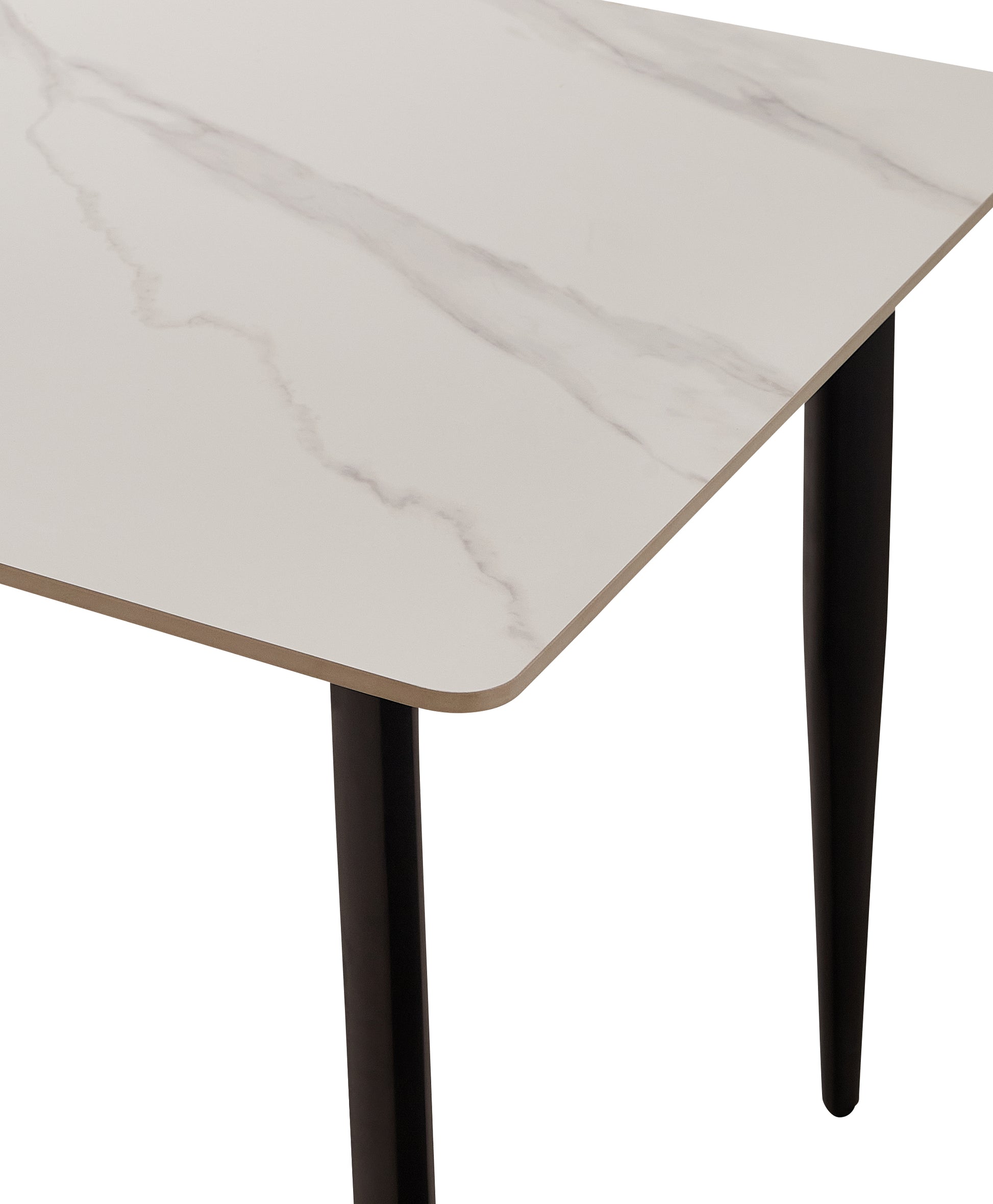 White and Black Sintered Stone Dining Table for Kitchen Storage