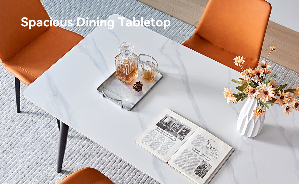 Modern Ceramic Dining Table with Iron Base for Kitchen Storage