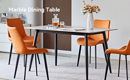 Modern Ceramic Dining Table with Iron Base for Kitchen Storage