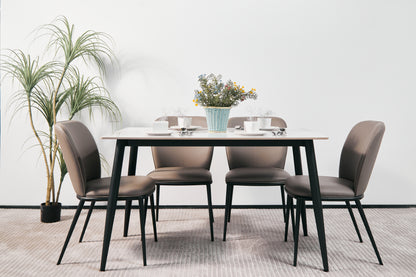 Modern Minimalist Dining Table (1.2m) White Ceramic Tile Top