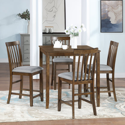 Walnut Acacia Square Dining Table, 34.5" x 34.5" x 36"