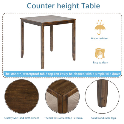 Walnut Acacia Square Dining Table, 34.5" x 34.5" x 36"