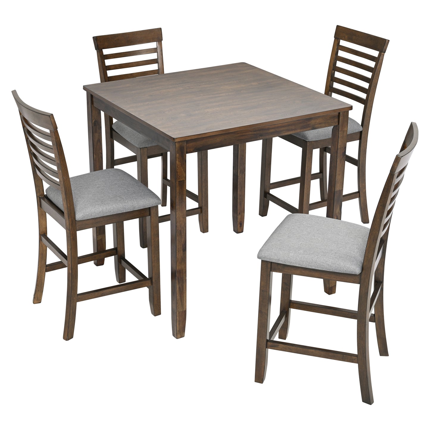 Walnut Acacia Square Dining Table, 34.5" x 34.5" x 36"