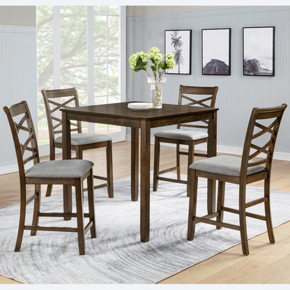 Walnut Dining Chairs Set of 4 for Kitchen Seating with Linen Finish