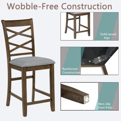 Walnut Dining Chairs Set of 4 for Kitchen Seating with Linen Finish