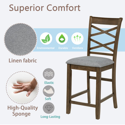 Walnut Dining Chairs Set of 4 for Kitchen Seating with Linen Finish