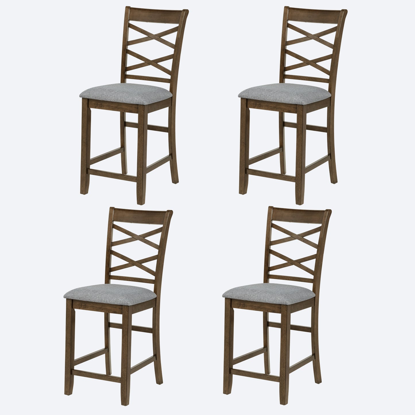 Dining Chairs Only, Wooden Counter Height Chairs Set of 4, Kitchen Chair with Padded Seat, Upholstered Counter Height Chair for Dining Room, Walnut