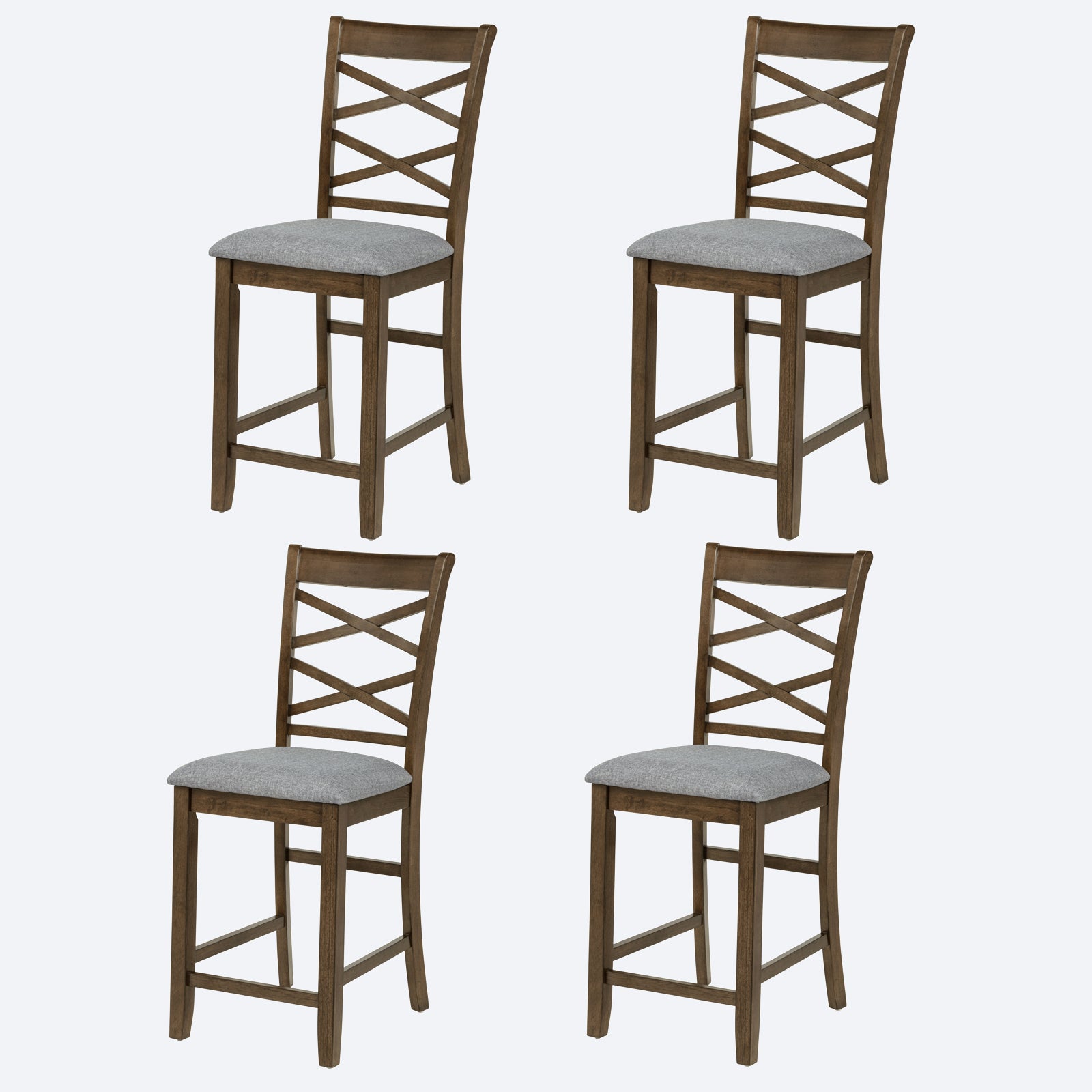 Dining Chairs Only, Wooden Counter Height Chairs Set of 4, Kitchen Chair with Padded Seat, Upholstered Counter Height Chair for Dining Room, Walnut