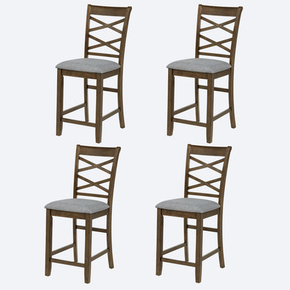 Dining Chairs Only, Wooden Counter Height Chairs Set of 4, Kitchen Chair with Padded Seat, Upholstered Counter Height Chair for Dining Room, Walnut