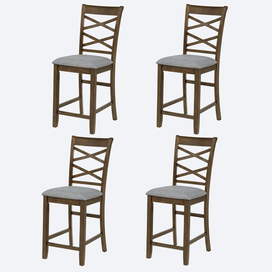 Dining Chairs Only, Wooden Counter Height Chairs Set of 4, Kitchen Chair with Padded Seat, Upholstered Counter Height Chair for Dining Room, Walnut