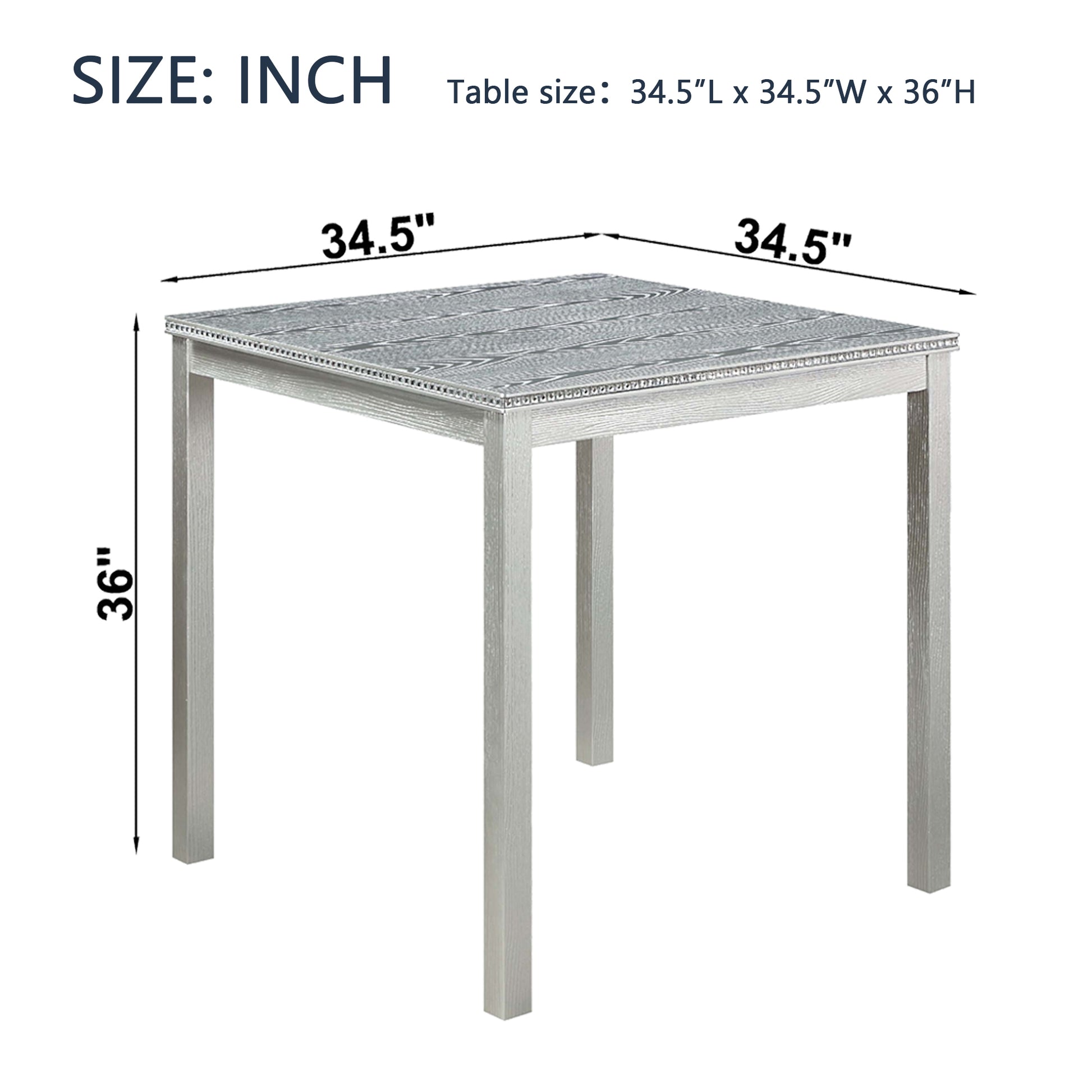 Modern Square Dining Table, Counter Height for Kitchen or Dining Room