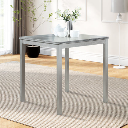 Wooden Dining Square Table, Kitchen Table for Small Space, 4 Person Counter Height Table, Silver grey