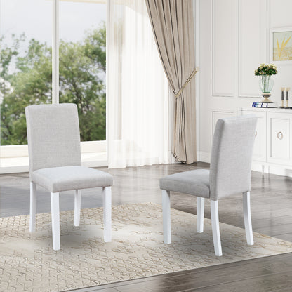 White Gray Rubber Wood Dining Chairs - 4 Piece Set for Dining Room