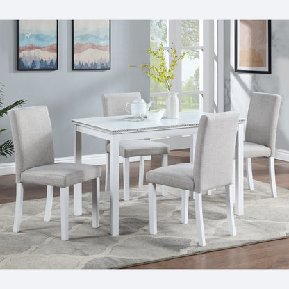 White Gray Rubber Wood Dining Chairs - 4 Piece Set for Dining Room